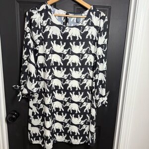 Modcloth Black and White Elephant Print Mini Dress